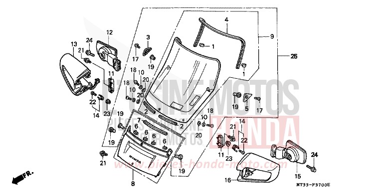 WIND SCREEN for Pan-European ABS LAPIS BLUE METALLIC (PB257D) from 1994